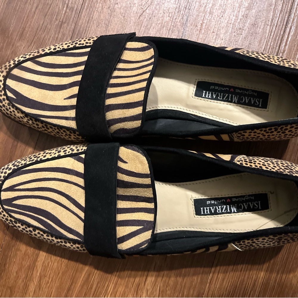 Isaac Mizrahi Black and Tan Zebra-Print Slip-On Loafers - Picture 6 of 6